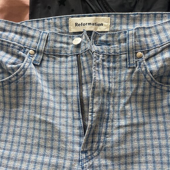 Reformation Women's Jeans - Size 26 - Blue Checked Pattern - Picture 3 of 5